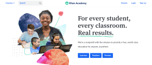 image of Khan Academy education page