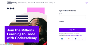 Image of codecademy customer education page