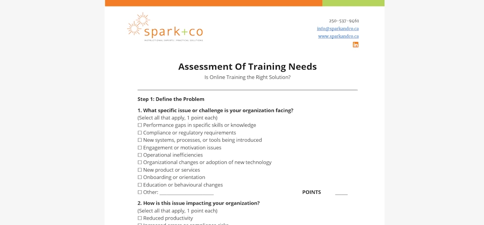 tool to do an assessment of training needs